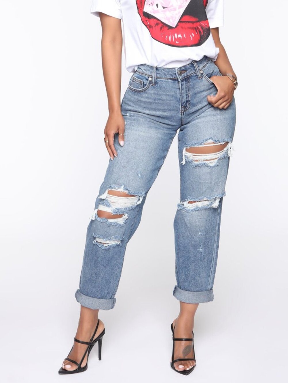 Fashion Nova Distressed Boyfriend Jeans